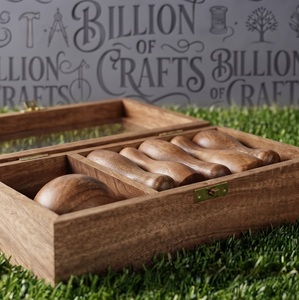 Ensemble de mini-pignons de bowling en bois naturel pour jeu familial intérieur/extérieur en gros - Product Image 6