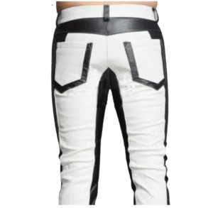 Pantalon Homme en Cuir Véritable Coupe Droite Taille Haute Coupe-Vent Léger Écologique Style Motard Tendance pour l'Extérieur - Product Image 4