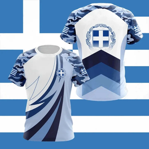 Men’s Greek Flag Graphic Printed Cotton Casual Streetwear Short Sleeve T-Shirt - Product Image 4
