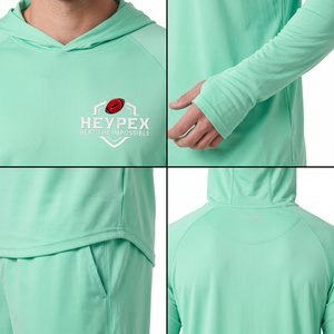 Quick Dry Unisex Solid Raglan Hooded Fishing Wear Long Sleeve <b>Top</b> <b>with</b> <b>Thumb</b> <b>Holes</b> - Product Image 4