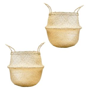Paniers décoratifs faits à la main en jonc de mer pour couvrir les pots de plantes et la décoration, panier de rangement pliable décoratif - Product Image 1