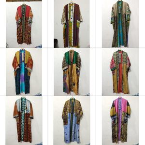 Indian <b>Robe</b> Floral Silk Sari Kimono Vintage Sari <b>Robe</b> Soft <b>Beach</b> Party Gown Indian Handmade Silk Kimono <b>robe</b> - Product Image 1