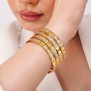Premium Multi-Tone Textured Gold Plated Alloy <b>Bangles</b> Set Traditional Ethnic Style for Women's Wedding Festival Party Daily Wear - Product Image 3