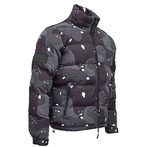Lightweight Water-Resistant Men Puffer Jacket - Windproof Stand Collar Zipper Woven Solid <b>Coat</b> for Winter Outdoor Travel Sport - Product Image 3