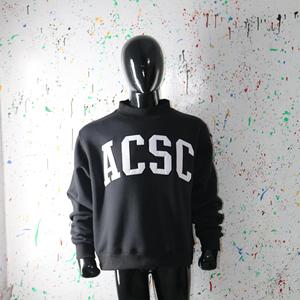 BLACK <b>Mock</b> <b>Neck</b> Sweatshirt 100% Cotton WHITE Applique Embroidery wide <b>neck</b> Sweatshirt Finer Threads - Product Image 1