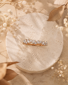 แหวนแต่งงานทอง 14K ประดับเพชรโมอิสซาไนต์ทรงลูกแพร์และทรงกลม สำหรับผู้หญิง ของขวัญเครื่องประดับสั่งทำพิเศษ - Product Image 3