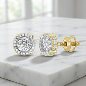 Boucles d'oreilles clous tendance en or massif 10K avec diamants de laboratoire multi-tailles et design floral, personnalisables, idéales pour les soirées – Meilleures ventes - Product Image 3