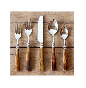 Juego de cubiertos de lujo de acero inoxidable con mango de hueso - Cuchara, tenedor, cuchillo, utensilios de mesa, estilo vintage, duradero, para fiestas - Product Image 4