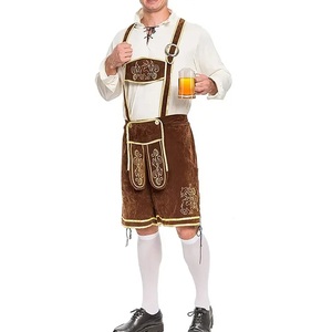Costume d'Oktoberfest respirant de qualité supérieure pour hommes, taille plus, tenue bavaroise classique avec short en daim rustique - Product Image 5