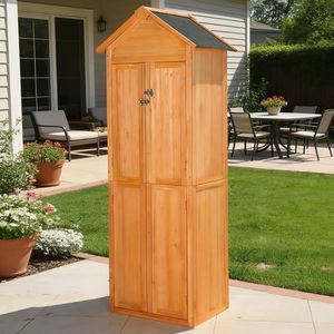 Armario de Almacenamiento para Jardín, Impermeable, de Madera, con Puertas con Cerradura, para Muebles de Patio y Jardín - Product Image 1
