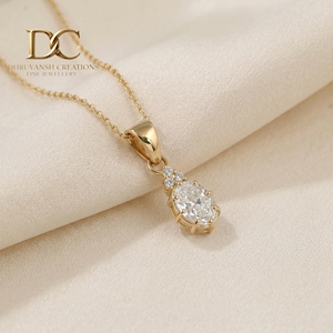 IGI Certified Fine Jewelry 14KT <b>Solid</b> Yellow <b>Gold</b> Lab Grown Diamond <b>Pendant</b> Necklace Classic Latest Collection for Women's - Product Image 2