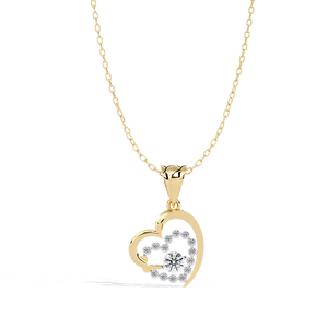 Luxury 14K <b>Solid</b> <b>Gold</b> Round Cut Set Lab Diamond Solitaire <b>Pendant</b> Necklace for Women Party Gift - Product Image 3