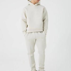 Conjunto de chándal con capucha para hombre, sudadera y pantalones de algodón de Color sólido, ropa deportiva informal para otoño, traje para correr, corte Regular, 2 piezas - Product Image 3
