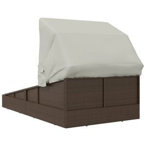 Chaise longue double pliable en rotin PE marron pour patio, confortable pour la relaxation en extérieur - Product Image 5