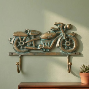 Porte-manteau mural vintage en fonte pour moto, 2 crochets réglables, écologique, auto-adhésif, fait main, décoratif - Product Image 4