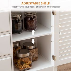 "Handmade White Rubber Wood Top <b>Sideboard</b> Buffet Cabinet with <b>Storage</b> Drawers & Adjustable Shelves" - Product Image 5