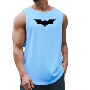 Fitness <b>Singlets</b> Hip Hop Button Bat Print Quick Dry Bodybuilding Tank Top <b>Men</b> Muscle Sleeveless Shirt Sports Vest - Product Image 1