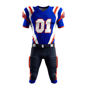 Maillot de football américain personnalisé sublimé pour homme, manches courtes, anti-humidité, bleu, blanc, orange, uniforme adulte toutes saisons - Product Image 2