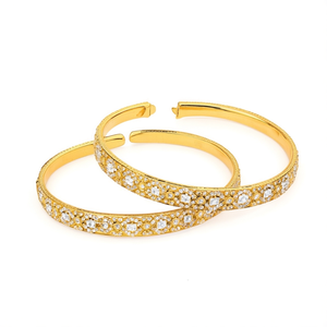 Elegant Gold Plated Crystal Stone <b>Bangle</b> <b>Set</b> Women's Bridal Festive Traditional Jewelry 10575601WH_2.8 Crystal Bracelets <b>Bangles</b> - Product Image 2