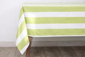 Nappe de table rayée verte et blanche 100% coton - Product Image 3