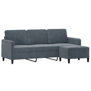 Sofá de 3 Plazas en Terciopelo Gris Oscuro con Reposapiés, Mueble Elegante para Sala de Estar - Product Image 3