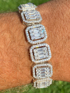 Pulsera Unisex de Plata de Ley 925 con Diamantes Moissanite VVS de Corte Baguette y Redondo, Diseño Geométrico, para Uso Diario - Product Image 6