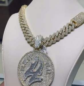 Colgante y Dijes de Disco de Moissanita VVS con Nombre Personalizado, Plata, Estilo Hip Hop, Colgante de Moissanita VVS Champion Color D, Joyería para Hombre - Product Image 2