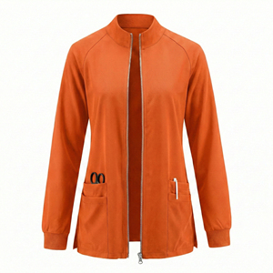 เสื้อแจ็คเก็ตสครับสำหรับผู้หญิง แบรนด์ของตัวเอง โลโก้สั่งทำได้ คอทรงกลม ซิปด้านหน้า ราคาขายส่ง จำนวนมาก รับผลิตแบบ OEM  เสื้อแจ็คเก็ตสครับทันสมัย - Product Image 2