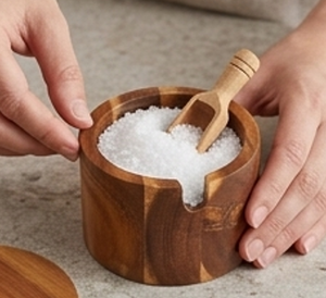 Pot rond en bois de qualité supérieure pour sel et sucre avec couvercle, fabriqué à la main pour le stockage des herbes en cuisine, finition naturelle durable - Product Image 2