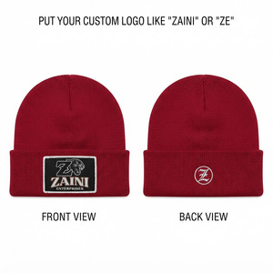 Gorro de Punto Acrílico Premium, 300 GSM, Rojo, para Invierno, con Logotipo, Cálido, con Puño Elástico, Estilo Casual para Uso Diario - Product Image 1