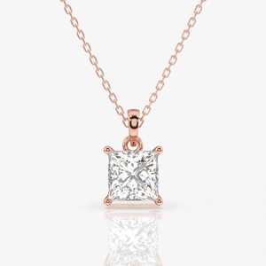 Deslumbrante Cadena de Oro Amarillo de 14k con Diamantes Cultivados en Laboratorio y Piedra Princesa Brillante, Joyería Fina para Mujer - Product Image 1