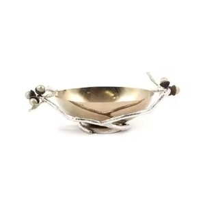 Cuenco para Servir de Alta Calidad, Diseño Martillado, Base con Ramas de Olivo Doradas, Acero Inoxidable, Plato para Condimentos, Cuenco para Servir en Fiestas y Cenas - Product Image 6