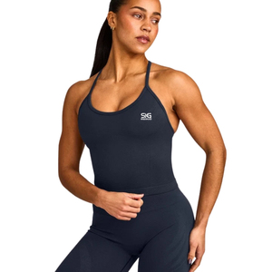 Custom Sportswear Women <b>Strappy</b> Racer Tank <b>Top</b> Quick Dry Moisture Wicking Stretch Gym Running Yoga Fitness Workout Wear - Product Image 1