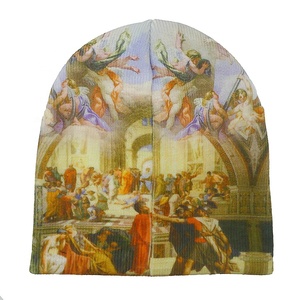 Vintage Painted Beanie 100% Acrylic Sublimation Print Unisex Adult Size 56-58CM Casual <b>Winter</b> Hat - Product Image 2