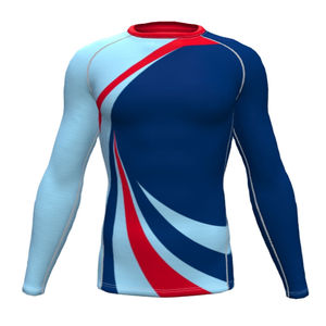 Rashguard anti-humidité en gros, imprimé par sublimation, personnalisé pour homme, protection solaire, polyester/nylon, séchage rapide, respirant - Product Image 1