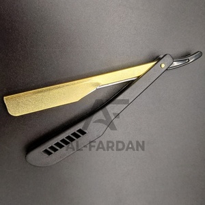 Black Gold Theme <b>Plastic</b> Handle <b>Sliding</b> Blade Barber Saloon Use Shavette Razor With Custom Logo Straight Razor - Product Image 1