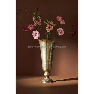 Ins Style Cercle Laiton Métal Plaqué Or Vase À Fleurs De Table De Mariage Centre De Table Décor Pots Art Décoratif Vase En Céramique - Product Image 3