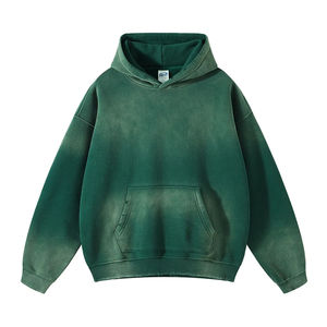 เสื้อฮู้ดดี้โอเวอร์ไซส์สไตล์วินเทจใหม่ ผ้าฝ้าย 100% แบบครอปไซส์ XL  ตกแต่งแบบดิสเทรสสำหรับงานพิมพ์นูนและเอฟเฟกต์ซันเฟด - Product Image 6