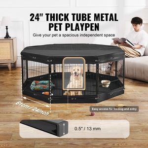 8 pannelli per recinto per cani 24x24, in metallo solido pieghevole, per esercizio animali domestici, XL, da interno/esterno, con porta e borsa portaoggetti per addestramento - Product Image 2