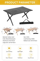 Table pliante moderne légère et portable personnalisée avec structure en acier carbone robuste, 4 places, noir/kaki, pour pique-nique en plein air