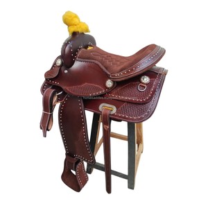 Silla de Montar Western Premium con Accesorios, Juego de Silla de Montar para Caballo de Cuero Genuino con Estribos, Cincha y Brida - Product Image 3