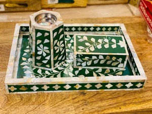 Juego de quemador de incienso Bakhoor con incrustaciones de perlas moradas, bandeja para incienso de estilo árabe, caja para semillas, juego de regalo hecho a mano - Product Image 4