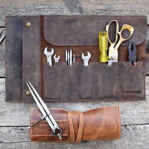 High quality leather <b>tool</b> <b>roll</b> organizer bags bulk supplier OEM custom premium portable storage export High demand leather <b>tool</b> - Product Image 2