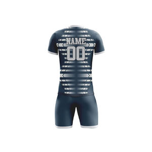 Maillot de football sans manches ou à manches courtes 100 % polyester, imprimé par sublimation, avec short assorti, respirant et à séchage rapide, vêtements de sport - Product Image 2