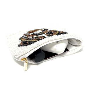 Custom Bulldog Beaded <b>Crystal</b> Rhinestone Coin Purse Seed Bead Zipper Pouch Handcrafted <b>Animal</b> Face Gift Handmade Party Natural - Product Image 3