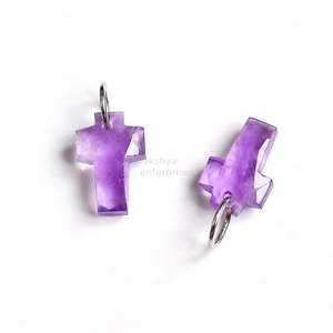 Pendentif Croix Sainte en Améthyste Rose AAA, Argent 925, Pierre Précieuse Sculptée à la Main, Charme en Améthyste Naturelle pour la Fabrication de Bijoux, Vente en Gros - Product Image 1