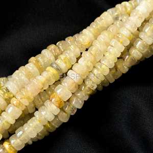 Cuentas Heishi de Cuarzo Rutilado Dorado Natural de 5MM, Cuentas de Rutilo Dorado Lisas, Cuentas de Piedras Preciosas para Fabricación de Joyería, Suministros al por Mayor - Product Image 3