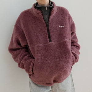 Sudadera Unisex Sherpa con Cierre de Cremallera, Cuello Camisero, Logotipo Personalizado, Felpa Suave, Cálida para Invierno, Poliéster/Algodón, Lavado Ácido - Product Image 5
