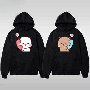 Ensemble de sweats à capuche assortis pour couple, imprimé mignon, cadeau pour les amoureux, sweat-shirt amusant unisexe, sweat-shirt en polaire décontracté pour couples, vêtements décontractés - Product Image 1