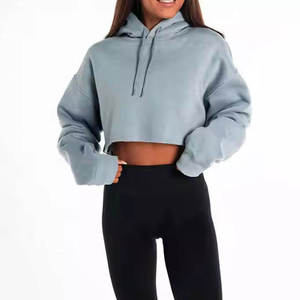Hoodie oversize pour femme, couleur unie, épaules tombantes, manches longues, respirant, en coton et fibre de bambou, pour l'automne - Product Image 1